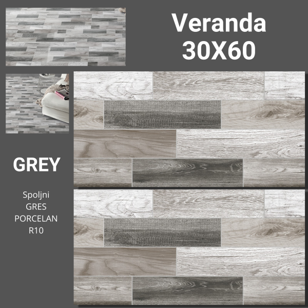 Veranda Grey 30x60 Podna spoljna pločica Gres porcelan Mrazootporna