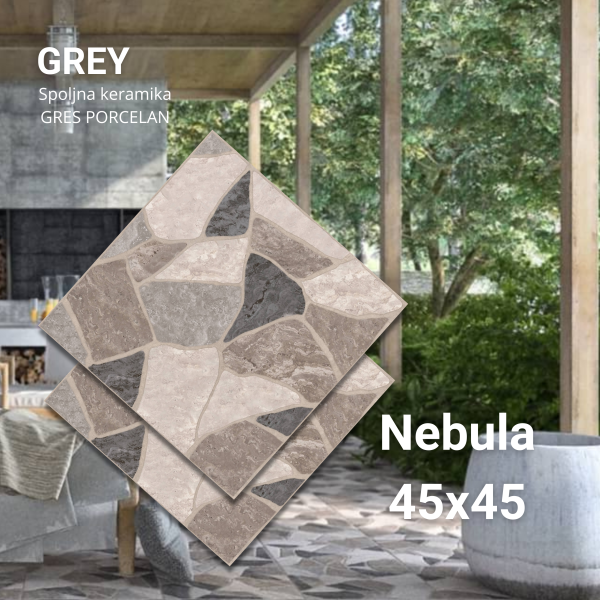 Nebula Grey 45x45 Podna spoljna i unutrašnja pločica Gres porcelan Mrazootporna (Kopiraj)