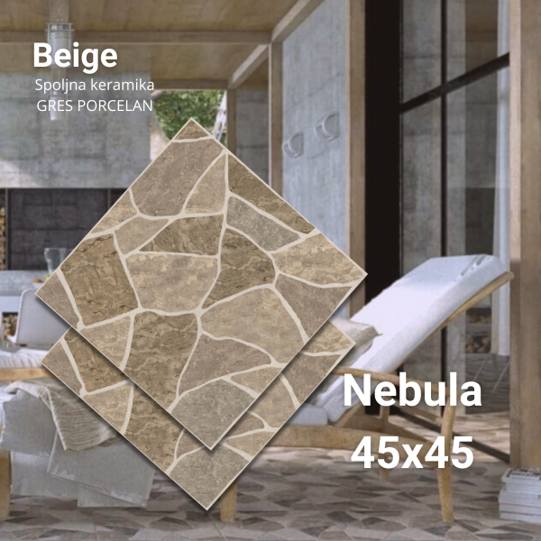 Nebula Beige 45x45 Podna spoljna i unutrašnja pločica Gres porcelan Mrazootporna