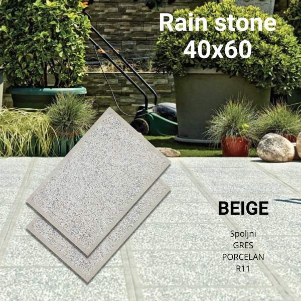 Rain stone Beige 40x60 Podna spoljna pločica Gres porcelan Mrazootporna R11