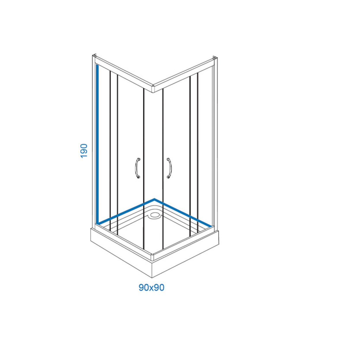 Tuš kabina K90 TRANSPARENT gray 90x90 - Image 2