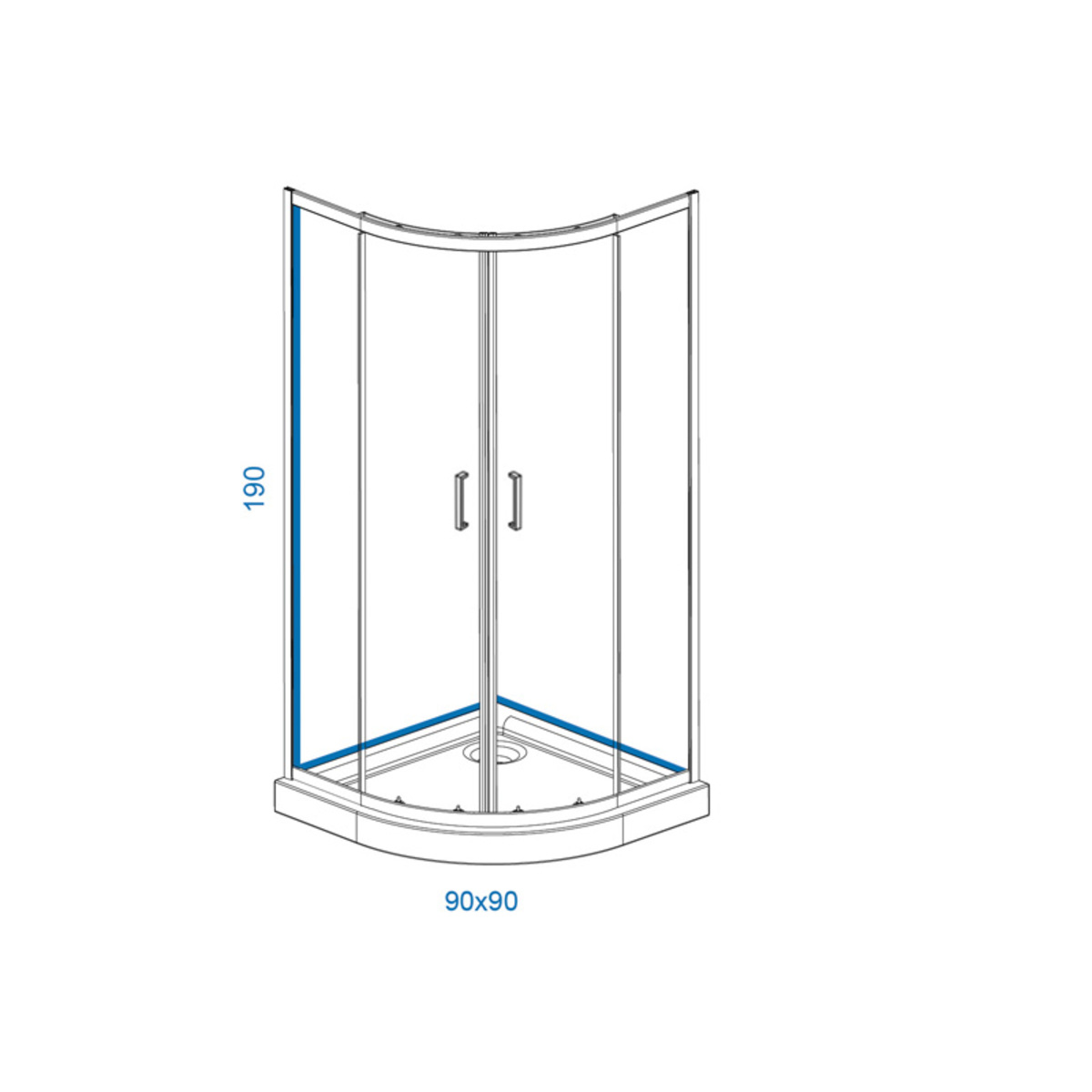 Tuš kabina R90 TRANSPARENT 90x90 - Image 2