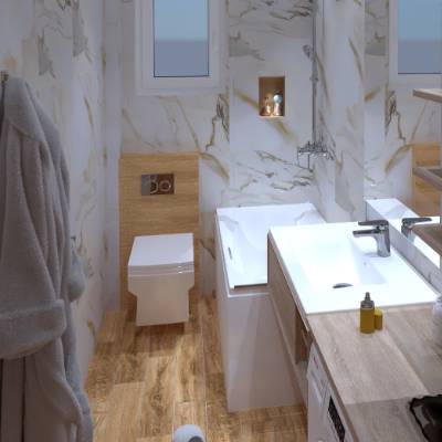 „Mermerne površine, drveni pod i elegantna kada uz prirodno svetlo — 3D prikaz nam je dao celovitu sliku unapred. Svaki detalj je bio tu i zato je finalni rezultat bio baš onakav kakav smo želeli!“