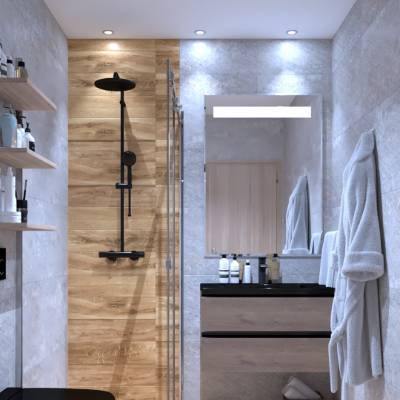 „Odmah nas je osvojila kombinacija drveta, crnih detalja i staklene pregrade. Sve smo videli kroz 3D prikaz — praktično kao da smo već u kupatilu. I što je najbolje, finalna verzija izgleda identično!“